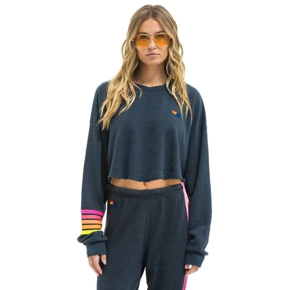 Aviator nation rugby stitch cropped sweatshirt, Size S, Excellent condition - Picture 1 of 10